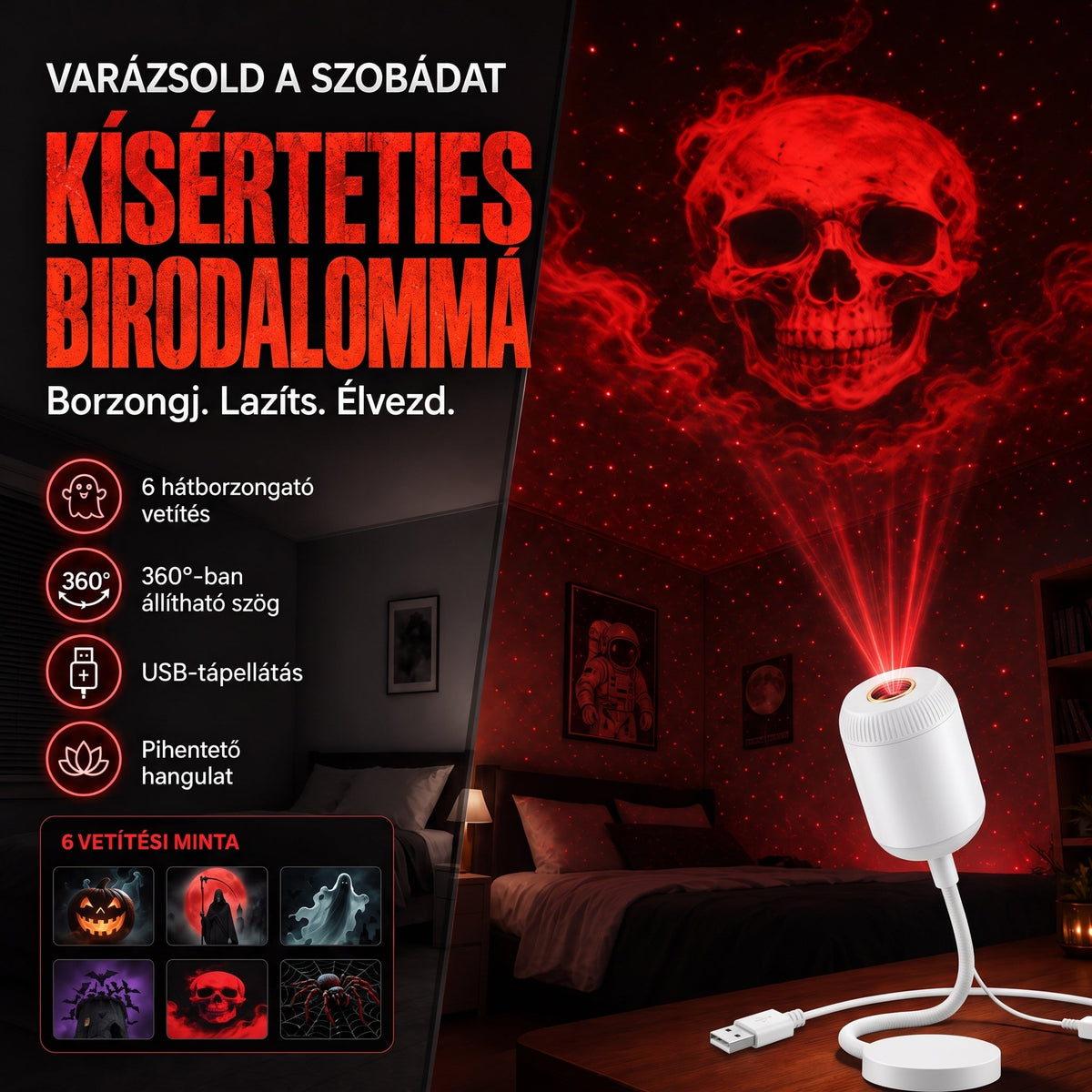 🎃🎃𝑺𝑪𝑵𝑫𝑹® CinemaGlow | Mini-Proyector HD de Terror para Halloween