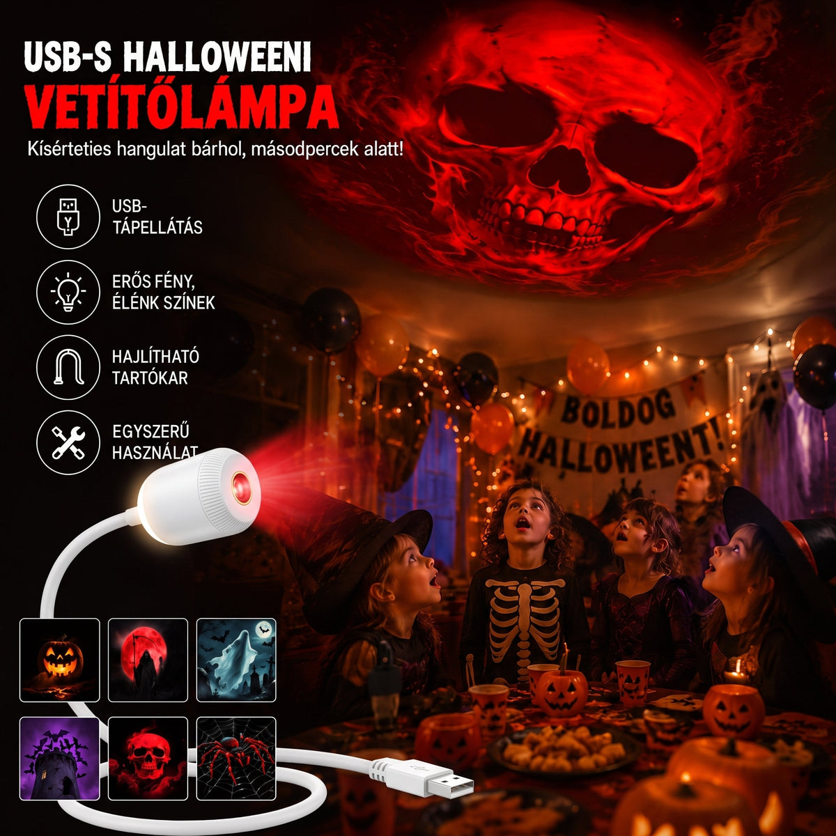 🎃🎃𝑺𝑪𝑵𝑫𝑹® CinemaGlow | Mini-Proyector HD de Terror para Halloween