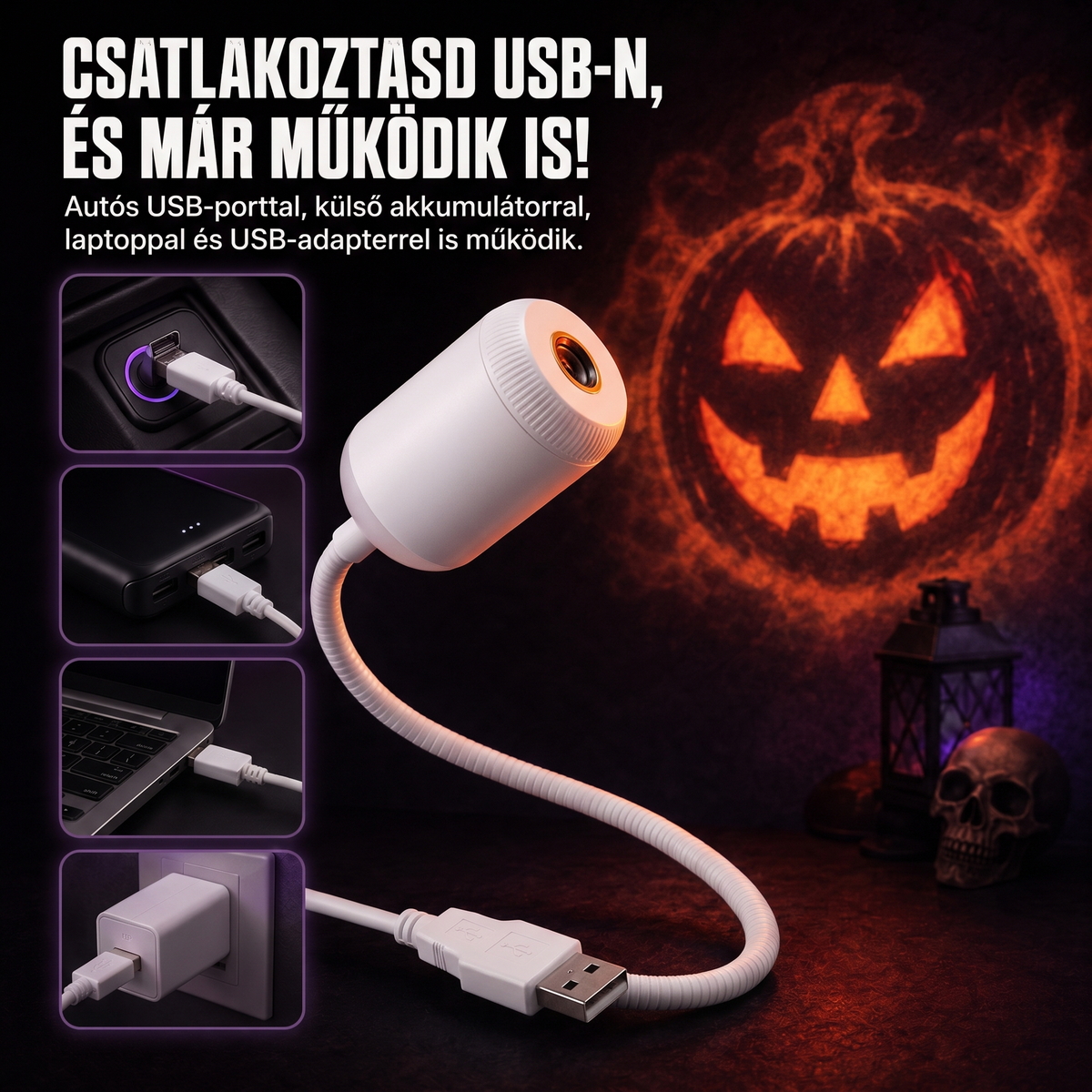 🎃🎃𝑺𝑪𝑵𝑫𝑹® CinemaGlow | Mini-Proyector HD de Terror para Halloween